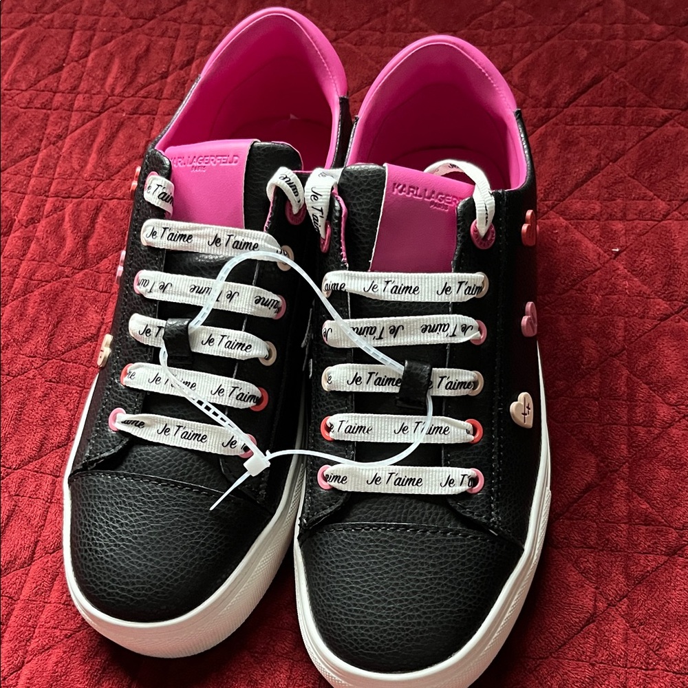 Karl Lagerfeld Black and Pink Women's Sneakers